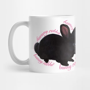 bunny rabbit - cute  ebony  dwarf mini lop bunny rabbit with text Mug